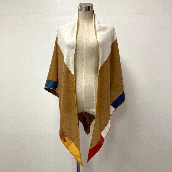 HERMES Triangle Geant ""Bar-d'Opstacle"" Large Shawl Stole/Shawl Triangle Scarf - Picture 2 of 14